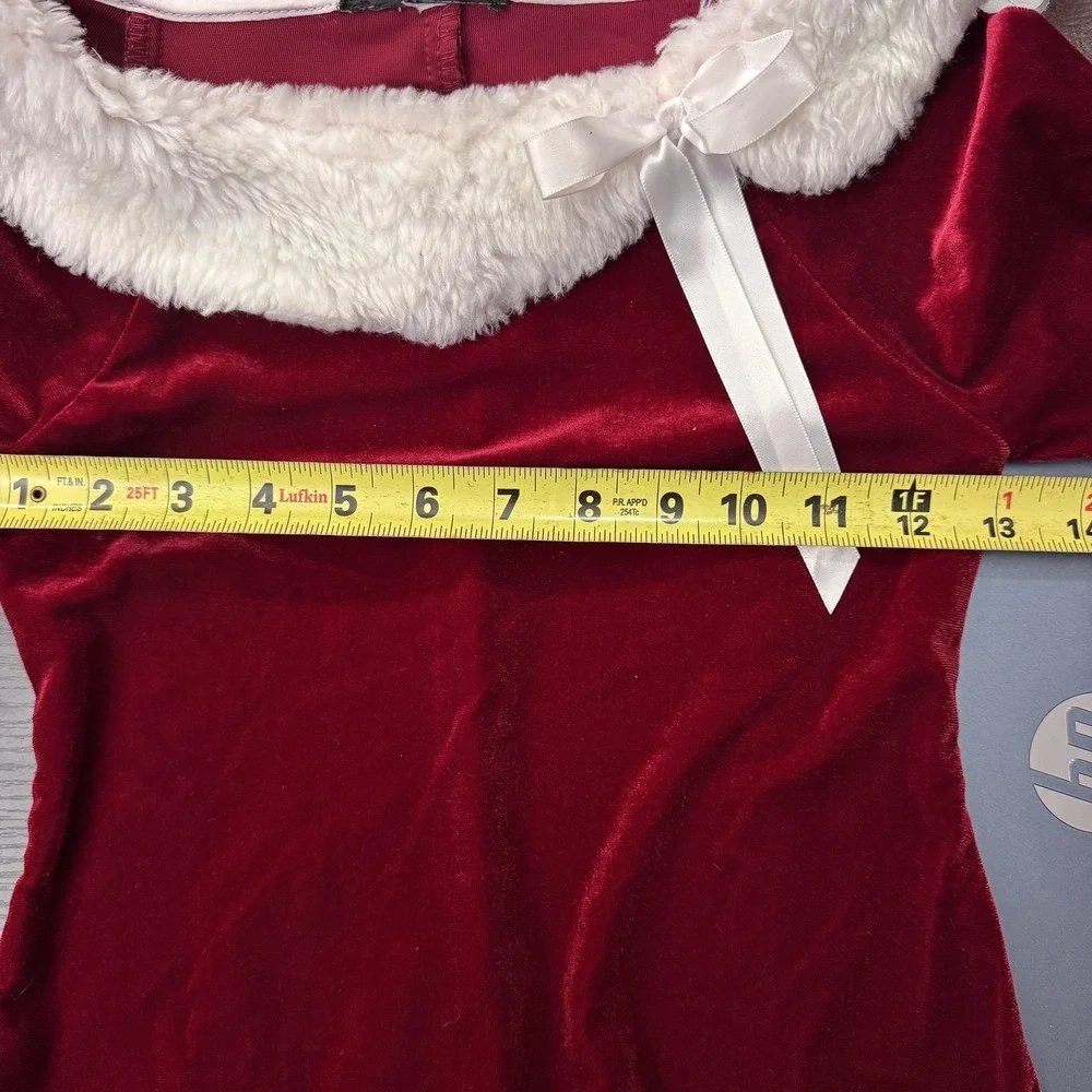 Velvet Christmas Dress Girls Size 8‎ Dark Red Burgundy Faux Fur Trim Santa Party